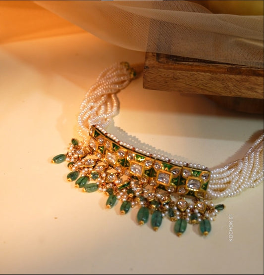 Sparkling Polki Kundan Pearl Choker