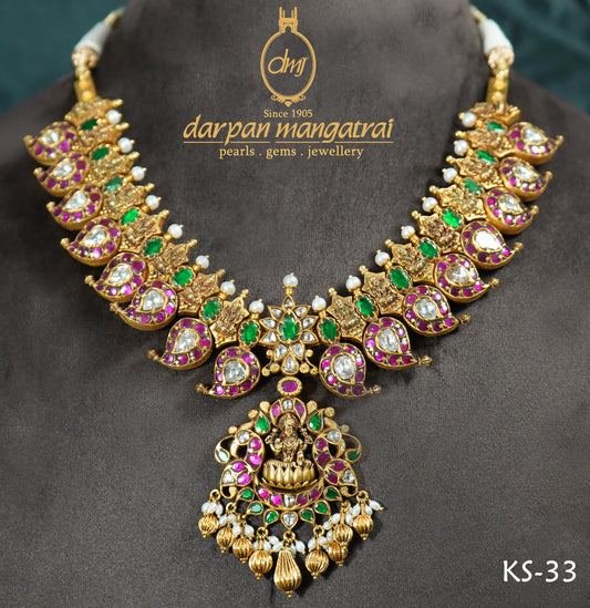 laxmi Devi Gold Antique Necklace