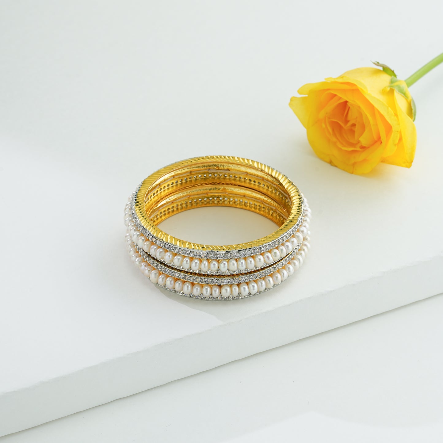 Precious Stone Freshwater Pearl Bangle