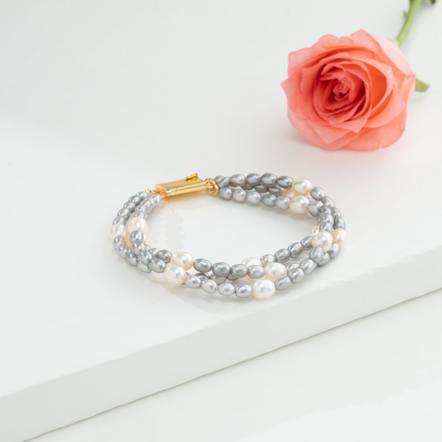 Grey Multicolor Drop Freshwater Pearl Bracelet