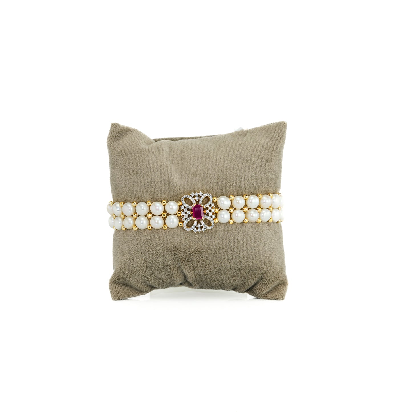 Graceful Red Stone Pearl Bracelet