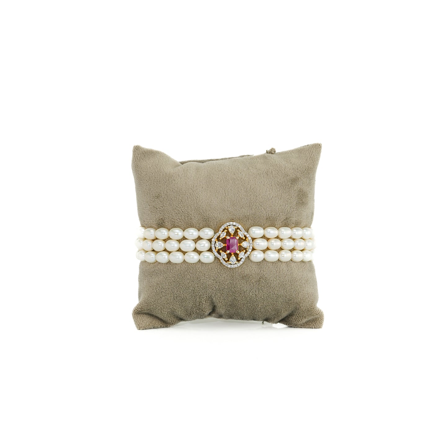 Velvety Red Stone Freshwater Pearl Bracelet