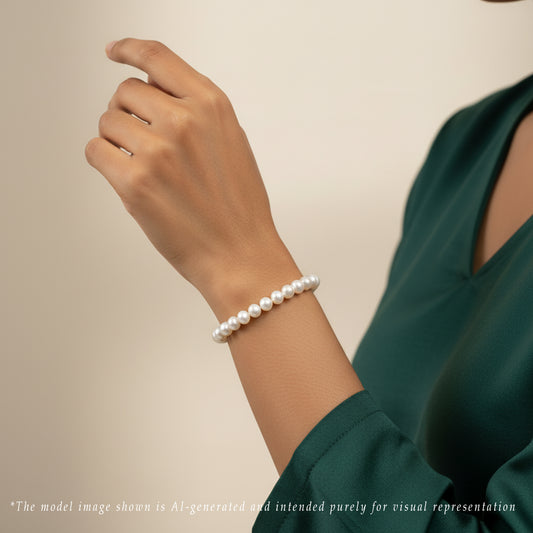 6.0-7.0mm White Near Round Freshwater Pearl Bracelet