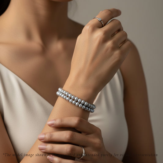 5.0-6.0mm Adorable Grey Round Freshwater Pearl Bracelets