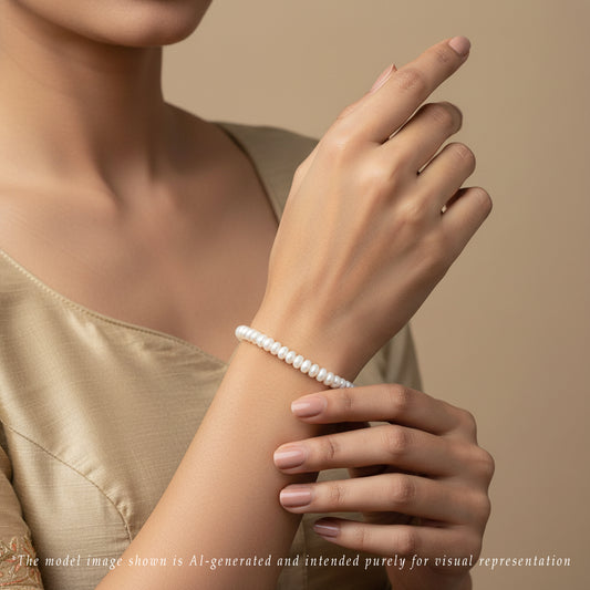 4.0-5.0mm White Button Freshwater Pearl Bracelet