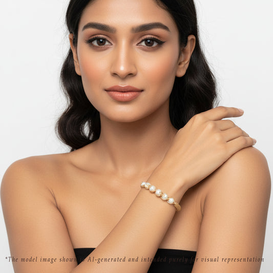 Exotic White Near Round Freshwater Pearl Bracelet