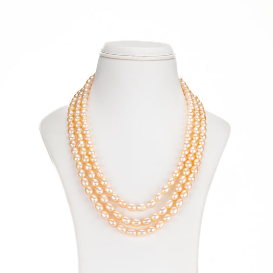 8.0-9.0mm Pink Drop Freshwater Pearl Necklace Set - A Quality