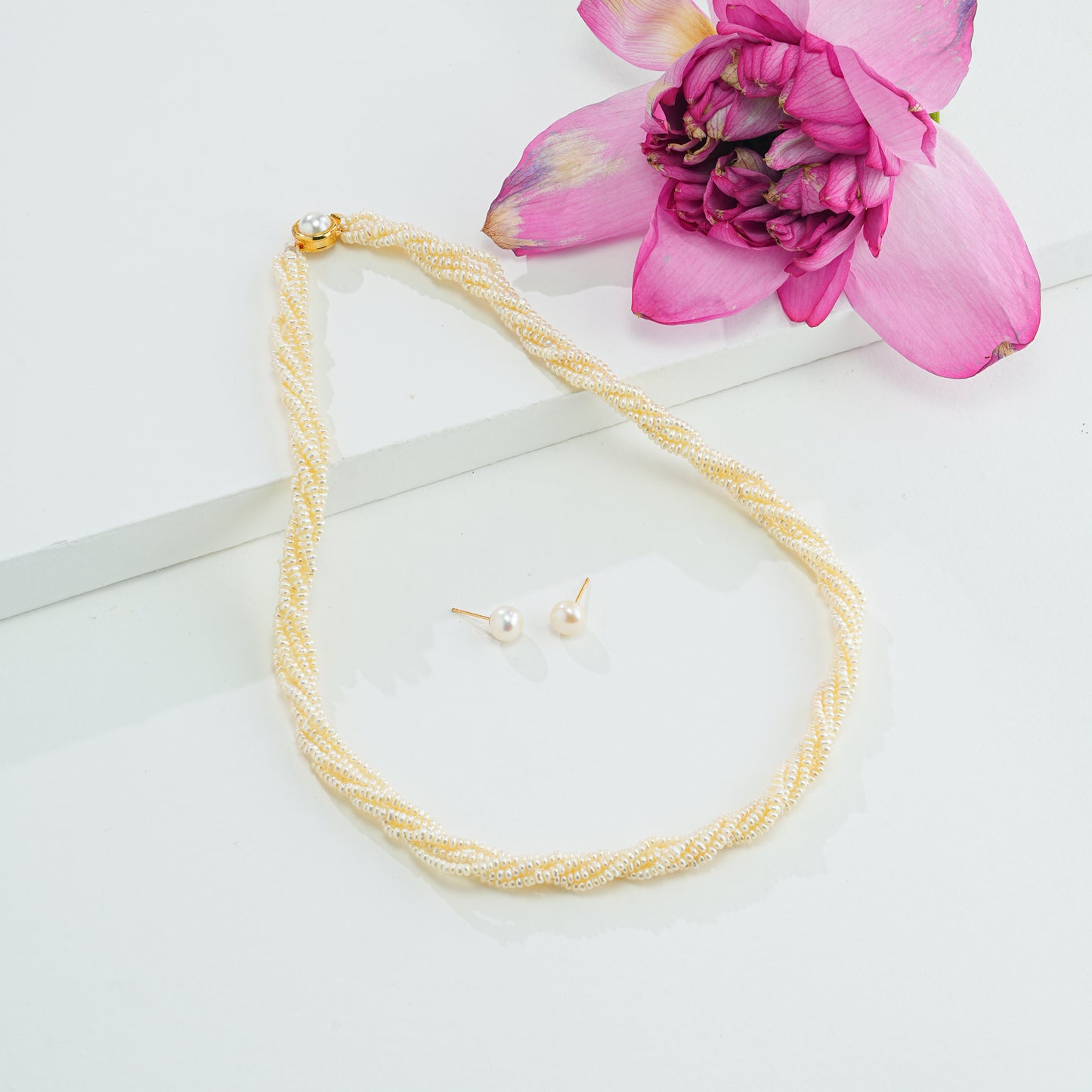 1.0-2.0mm White Seed Freshwater Pearl Necklace Set - AAA Quality