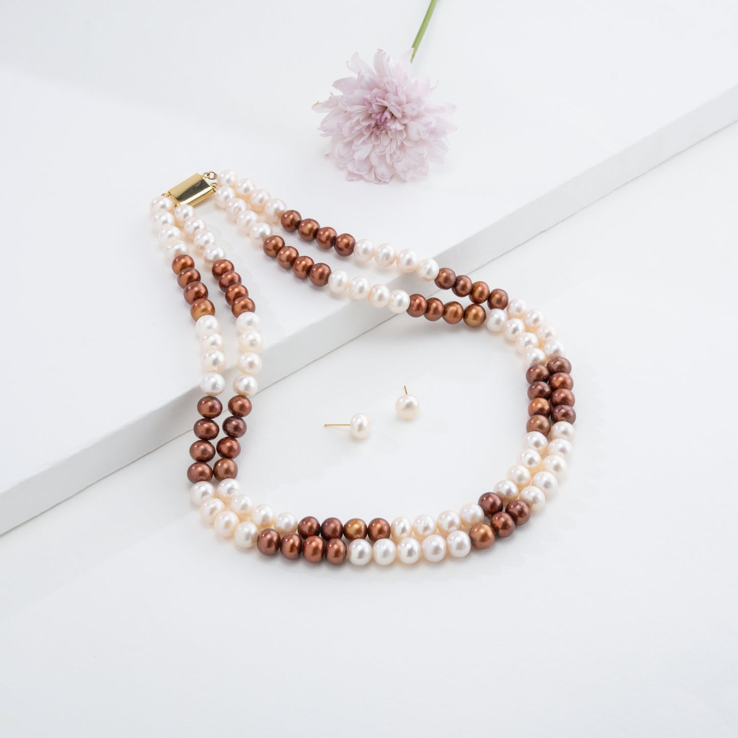 8.0-9.0mm Multicolor Near Round Pearl Necklace Set - A Quality