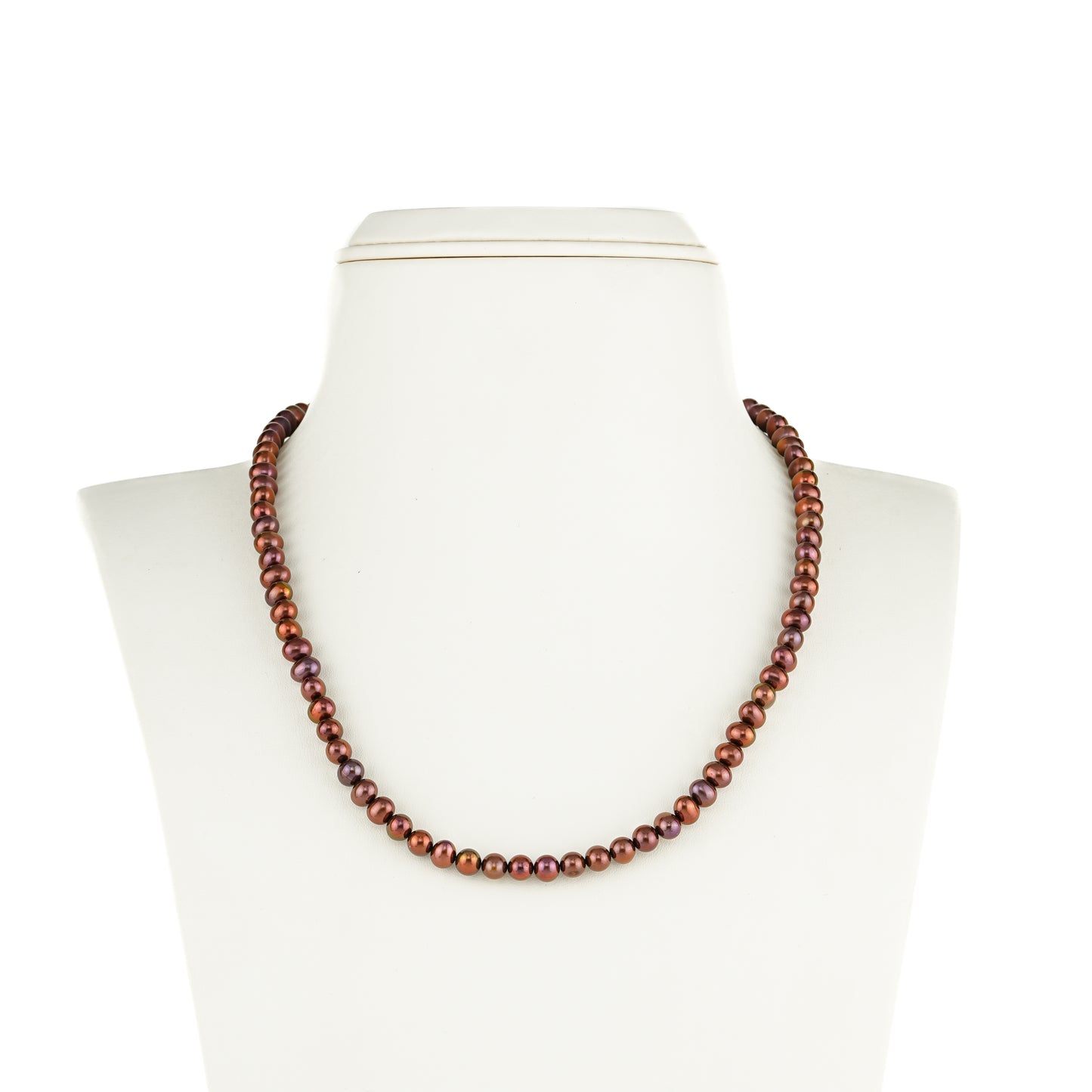 5.0-6.0mm Bronze Near Round Pearl Necklace Set - A Quality