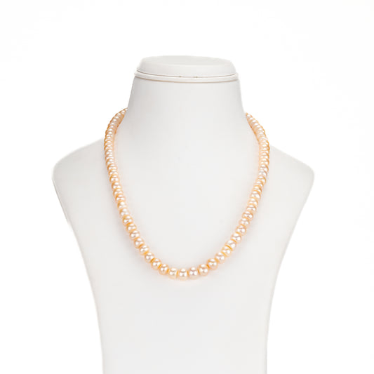 Grading Pink Button Freshwater Pearl Necklace Set - A Quality