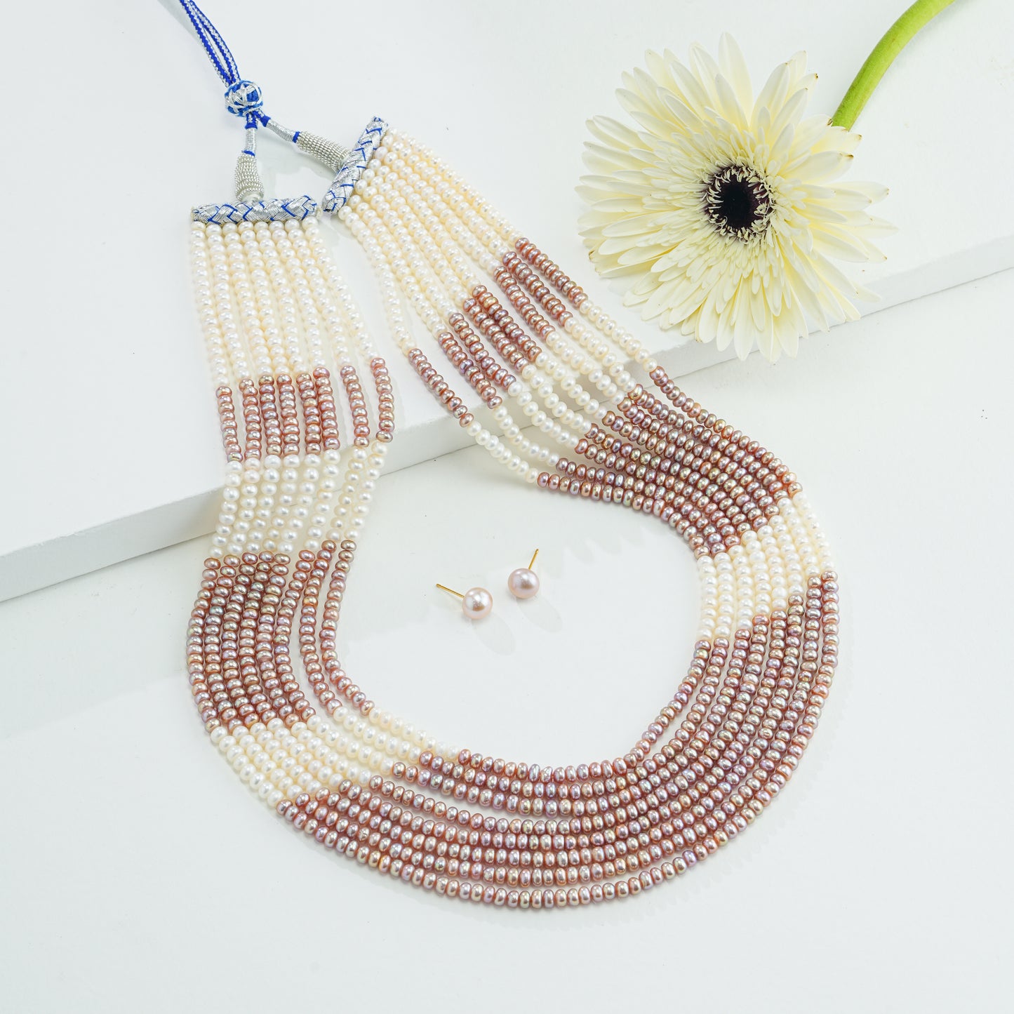 3.0-4.0mm Button Multicolor Freshwater Pearl Necklace Set - AA Quality