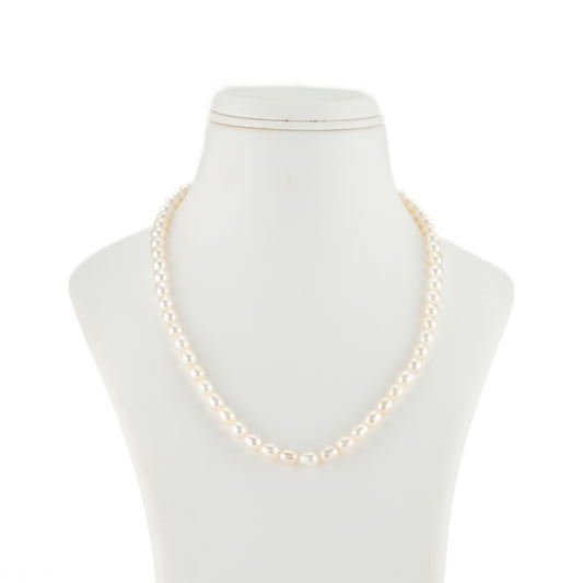 7.0-8.0mm White Drop Freshwater Pearl Necklace Set - A Quality