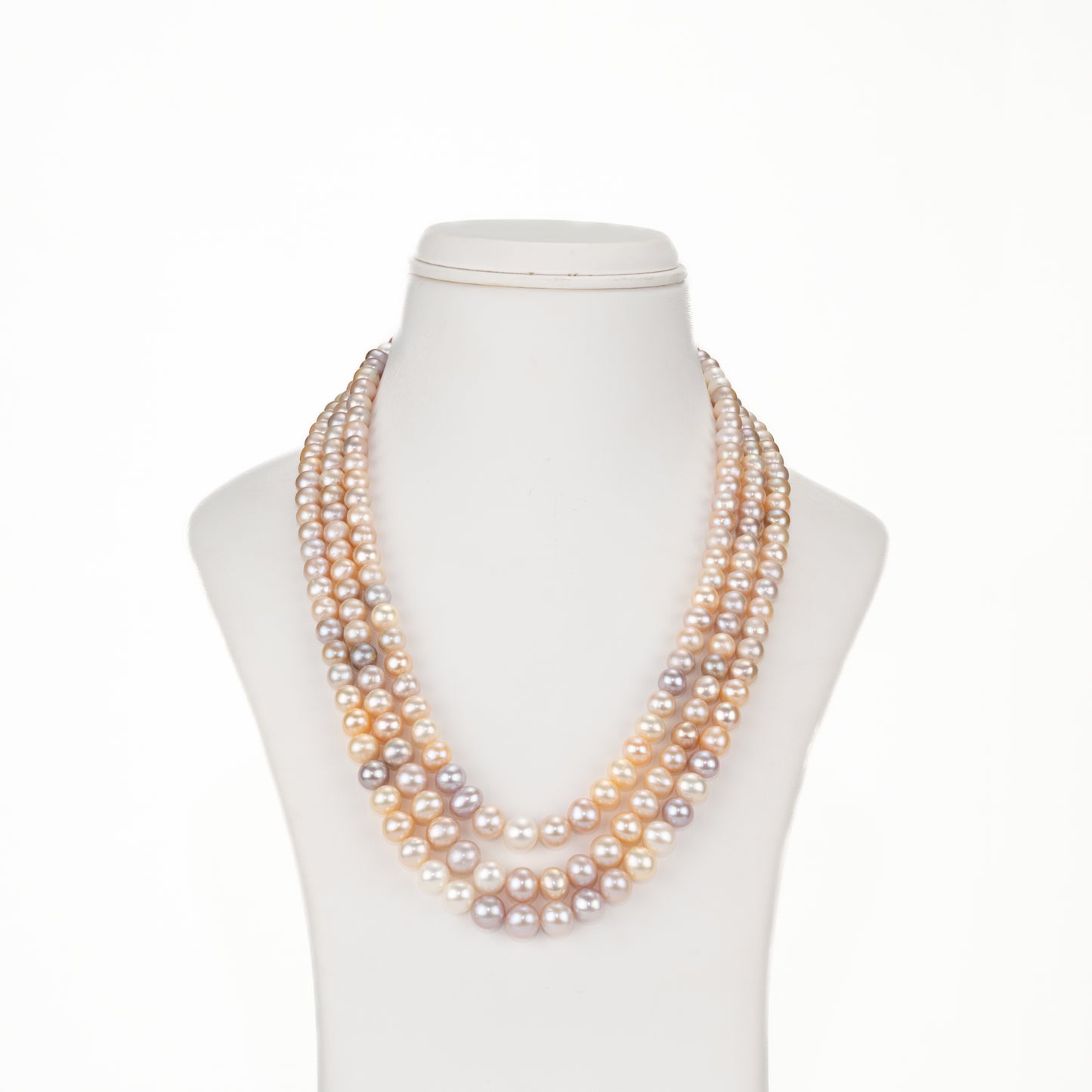 7.0-8.0mm Multicolor Near Round Freshwater Pearl Necklace Set - A Quality