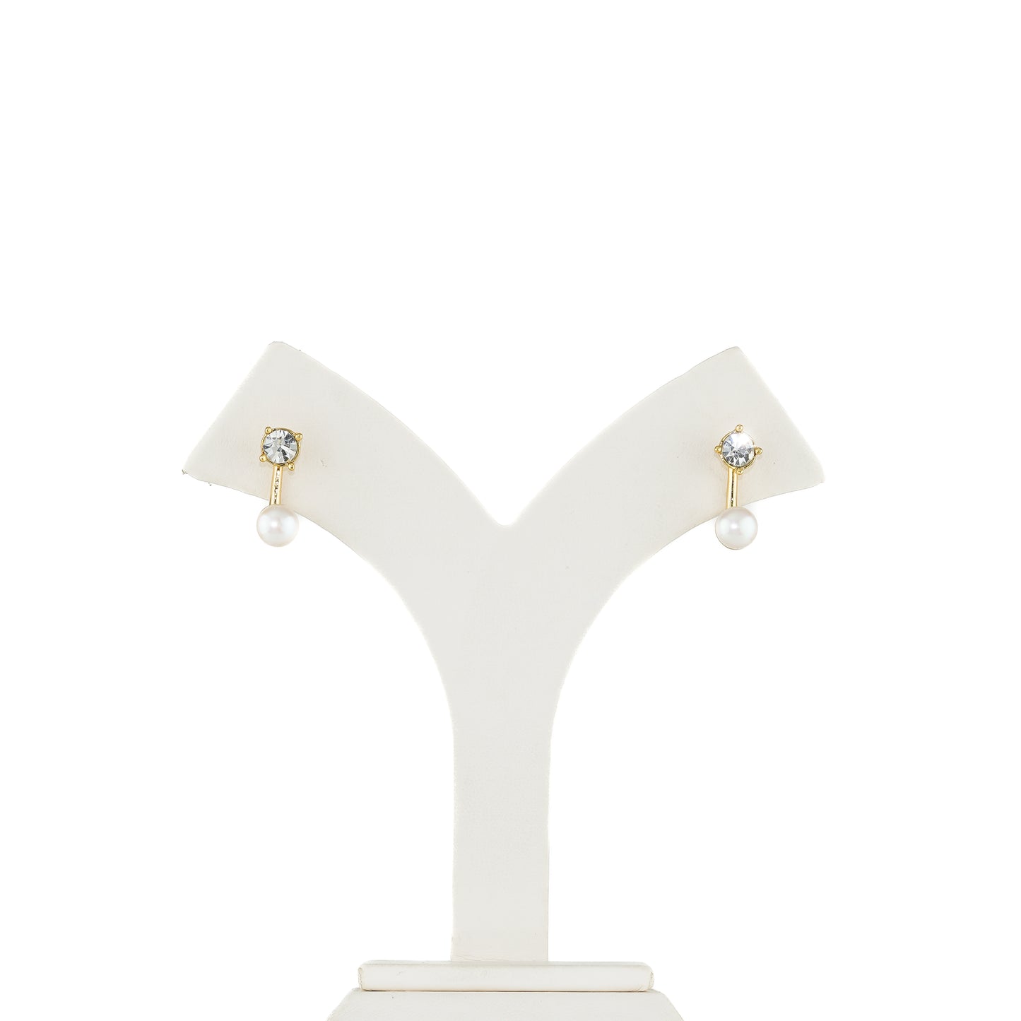Designer White Stone Pearl Stud Earrings