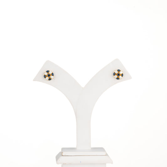 Swan Blue Stone Pearl Stud Earrings