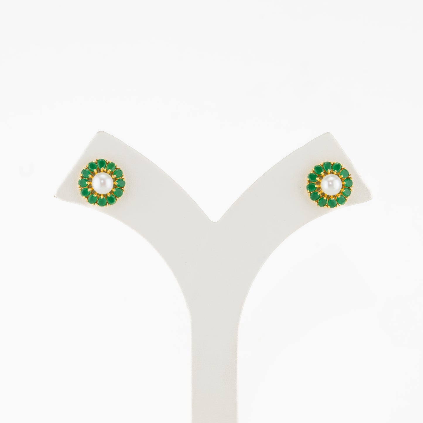 Precious Green Pearl Stud Earrings