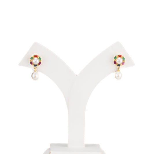 Precious Multicolor Drop Pearl Stud Earrings