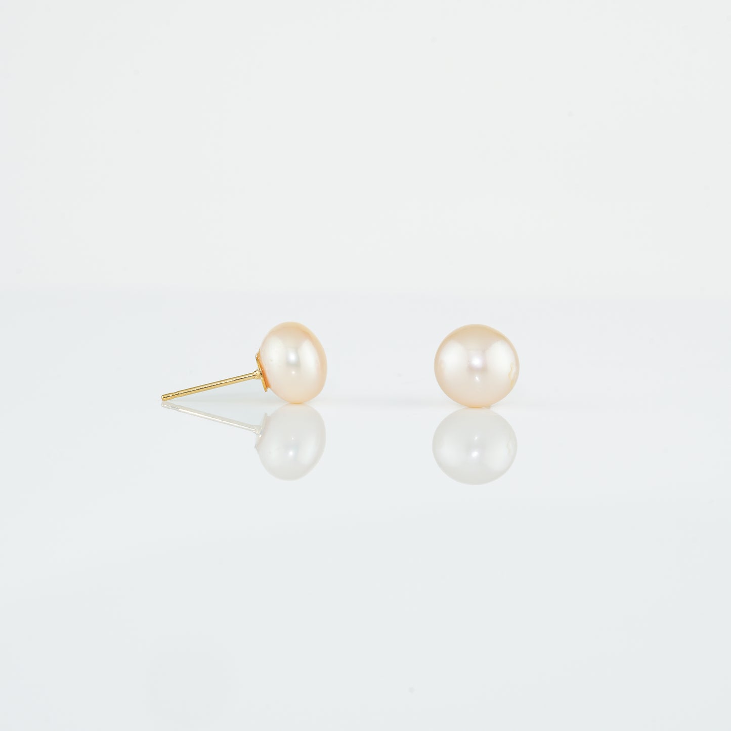 Pink Button Pearl Stud Earrings