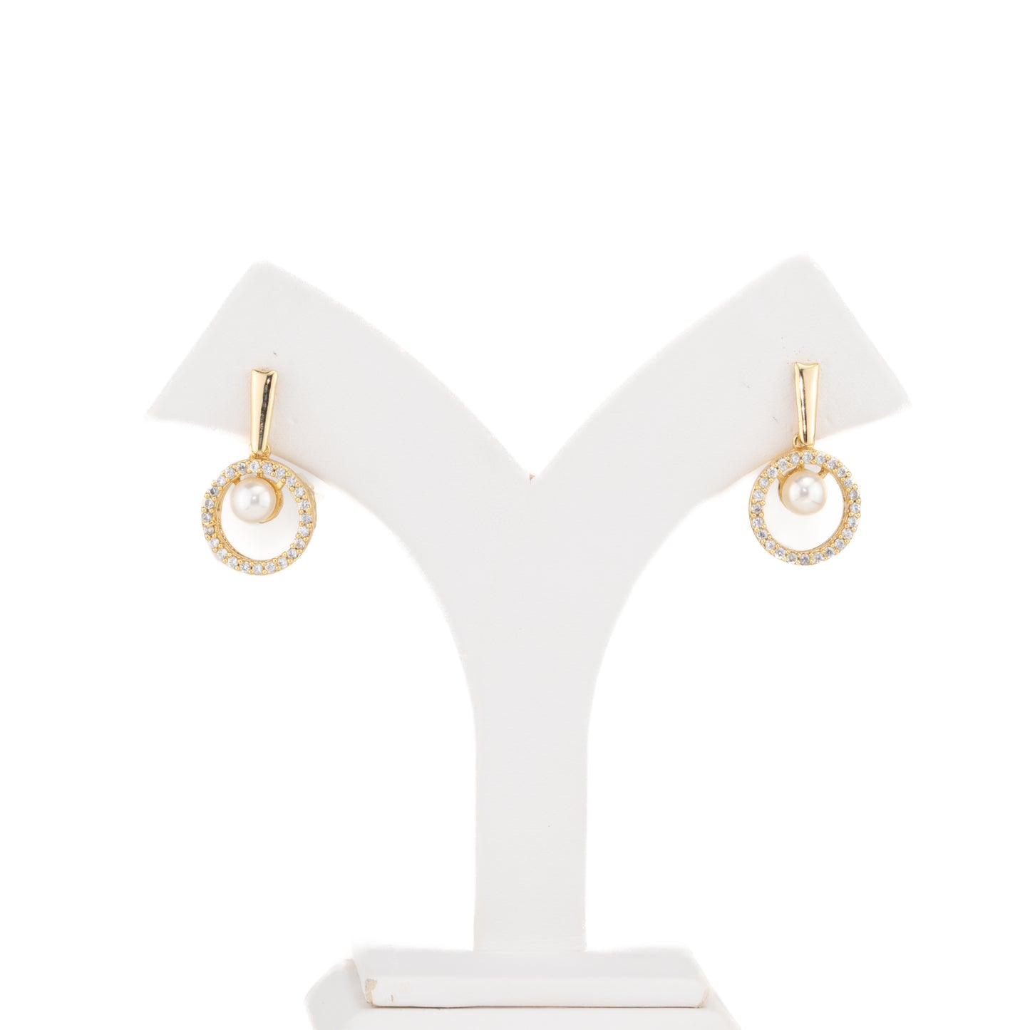 Shimmering White Hanging Pearl Studs Earrings