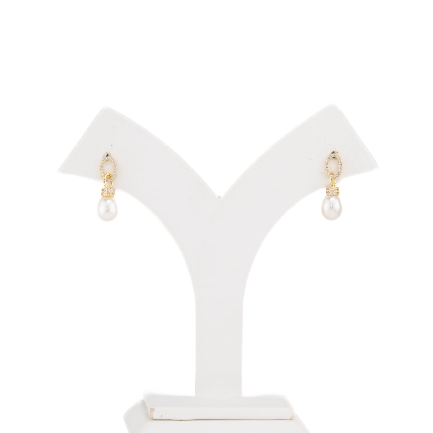 Classic White Drop Pearl Hanging Studs Earrings