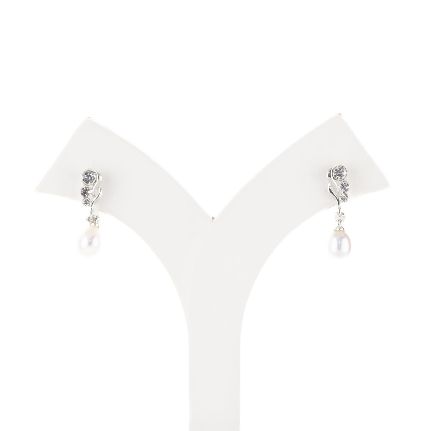 Silken White Drop Stud Earrings