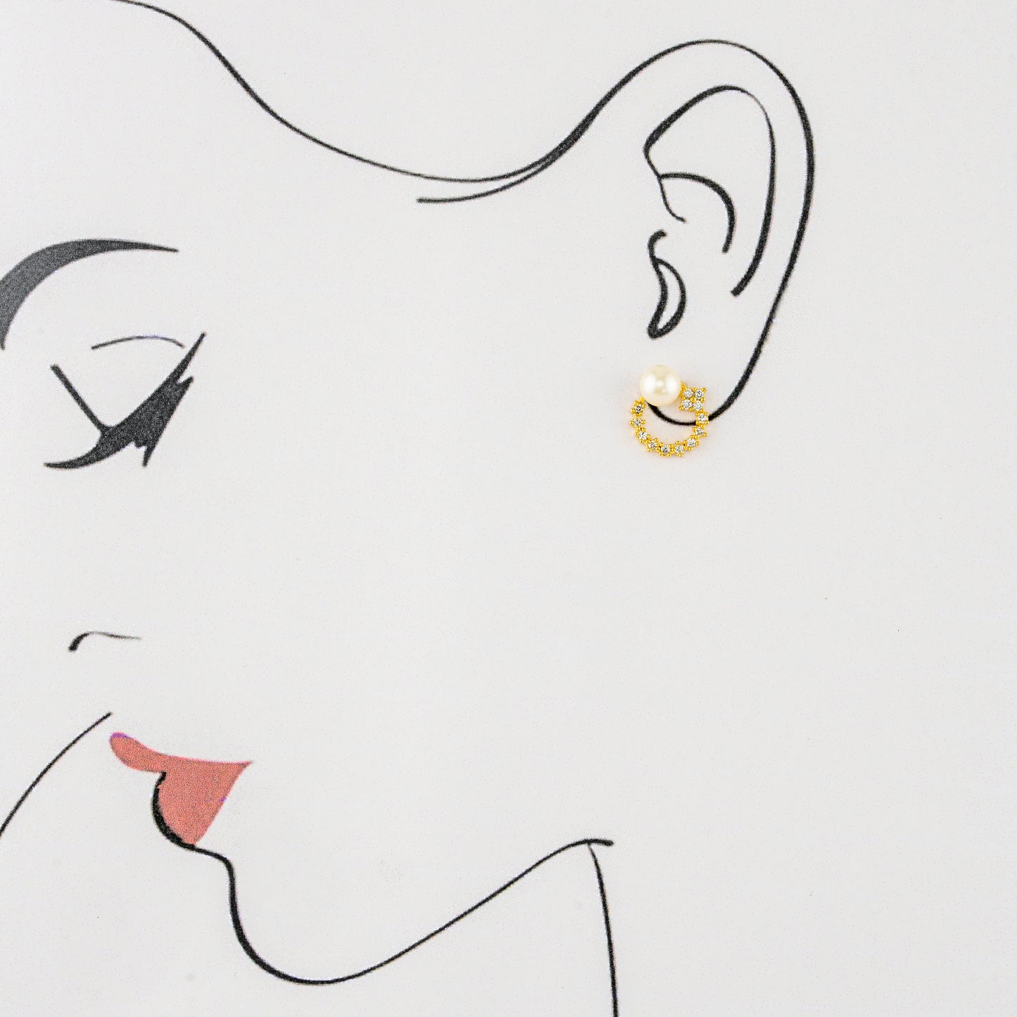 Cute White Stone Pearl Stud Earrings