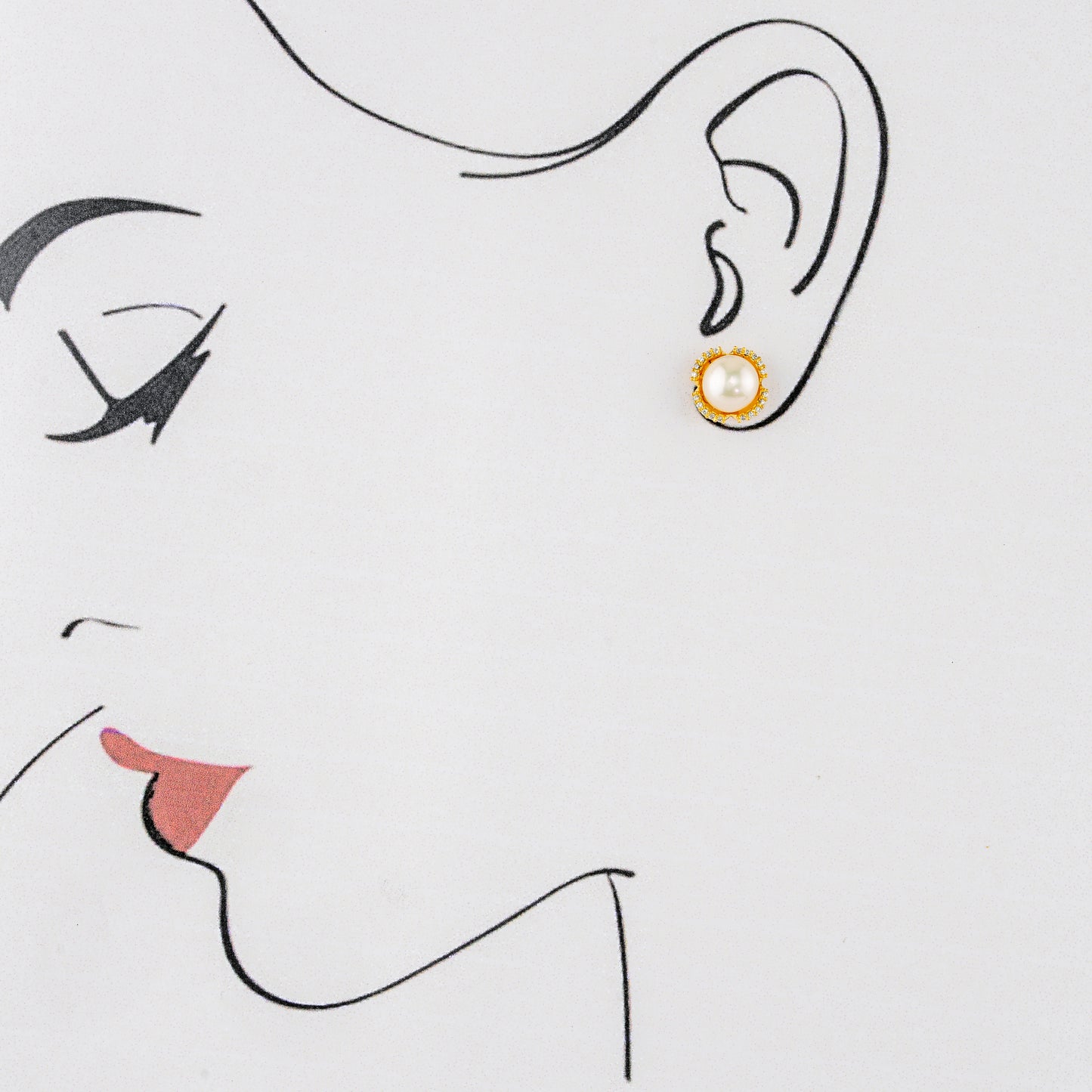 Glittering Pearl Stud Earrings