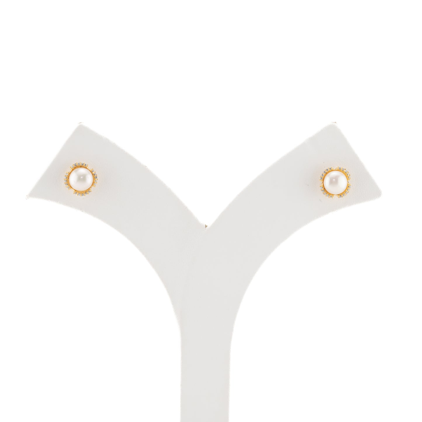 Glittering Pearl Stud Earrings