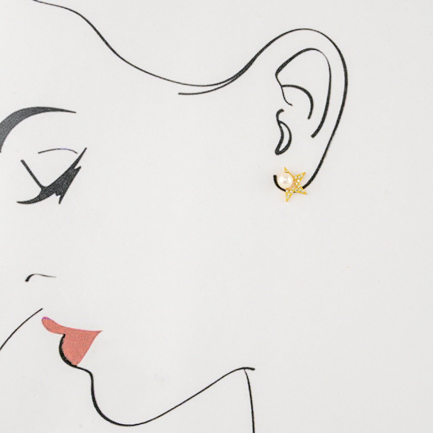 Precious White Stone Pearl Stud Earrings