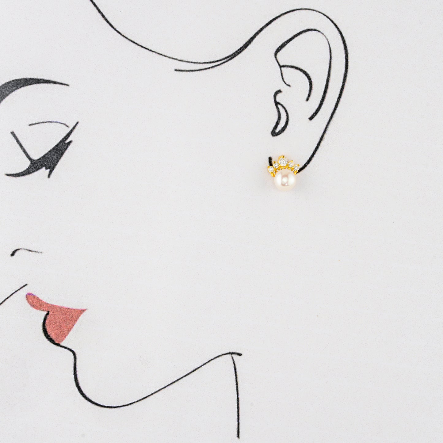 Artistry White Stone Pearl Stud Earrings