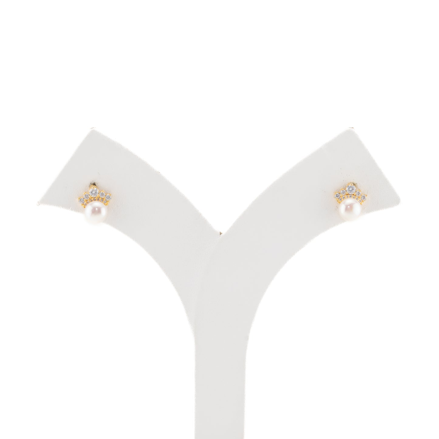 Artistry White Stone Pearl Stud Earrings