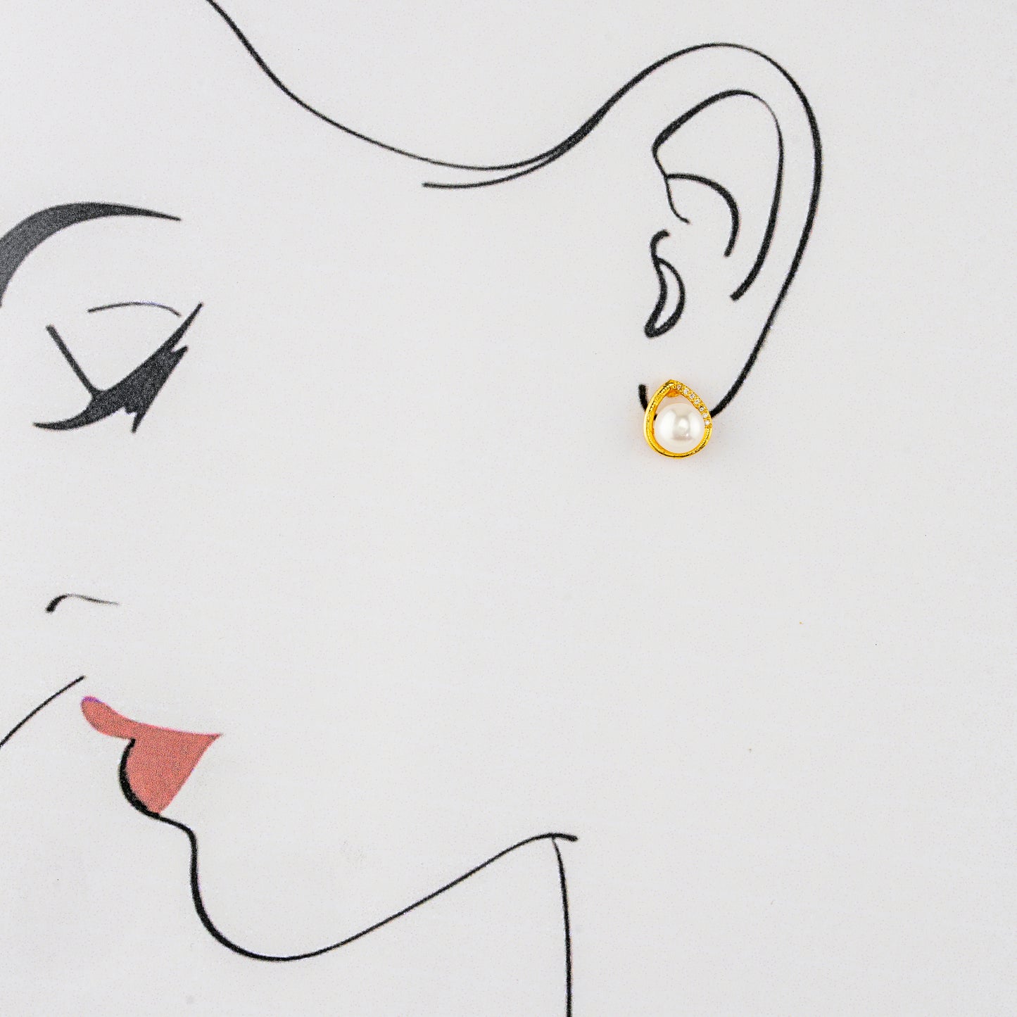 Enduring White Stone Pearl Stud Earrings