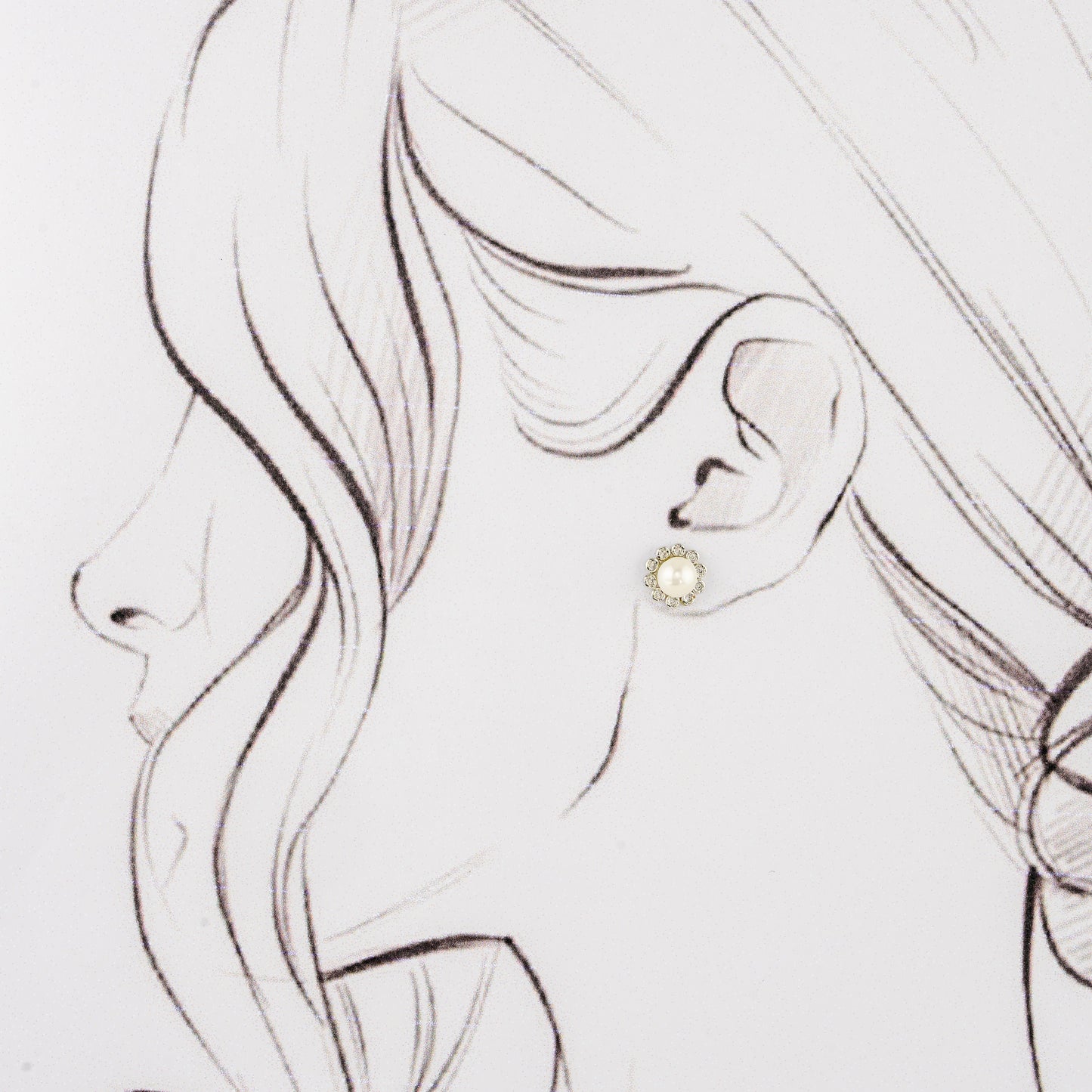 Modernity White Stone Pearl Stud Earrings