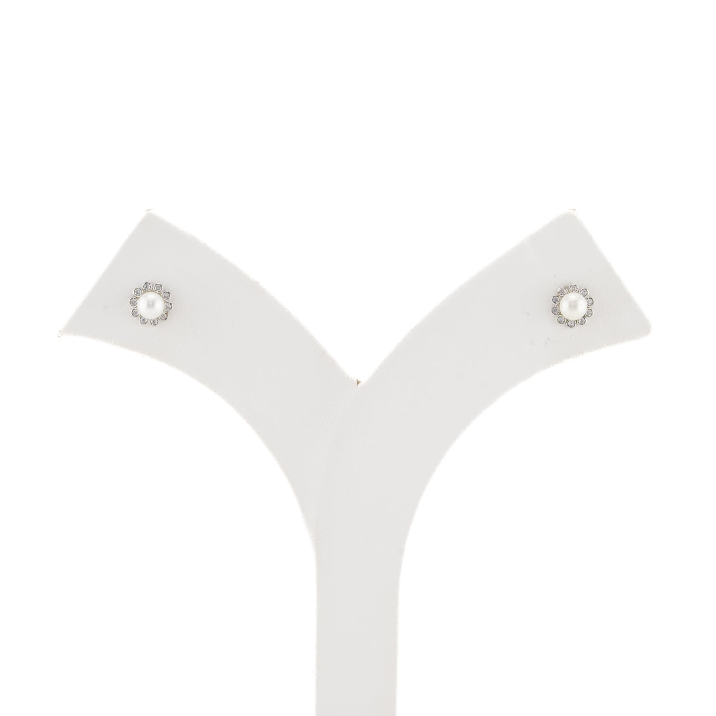 Modernity White Stone Pearl Stud Earrings