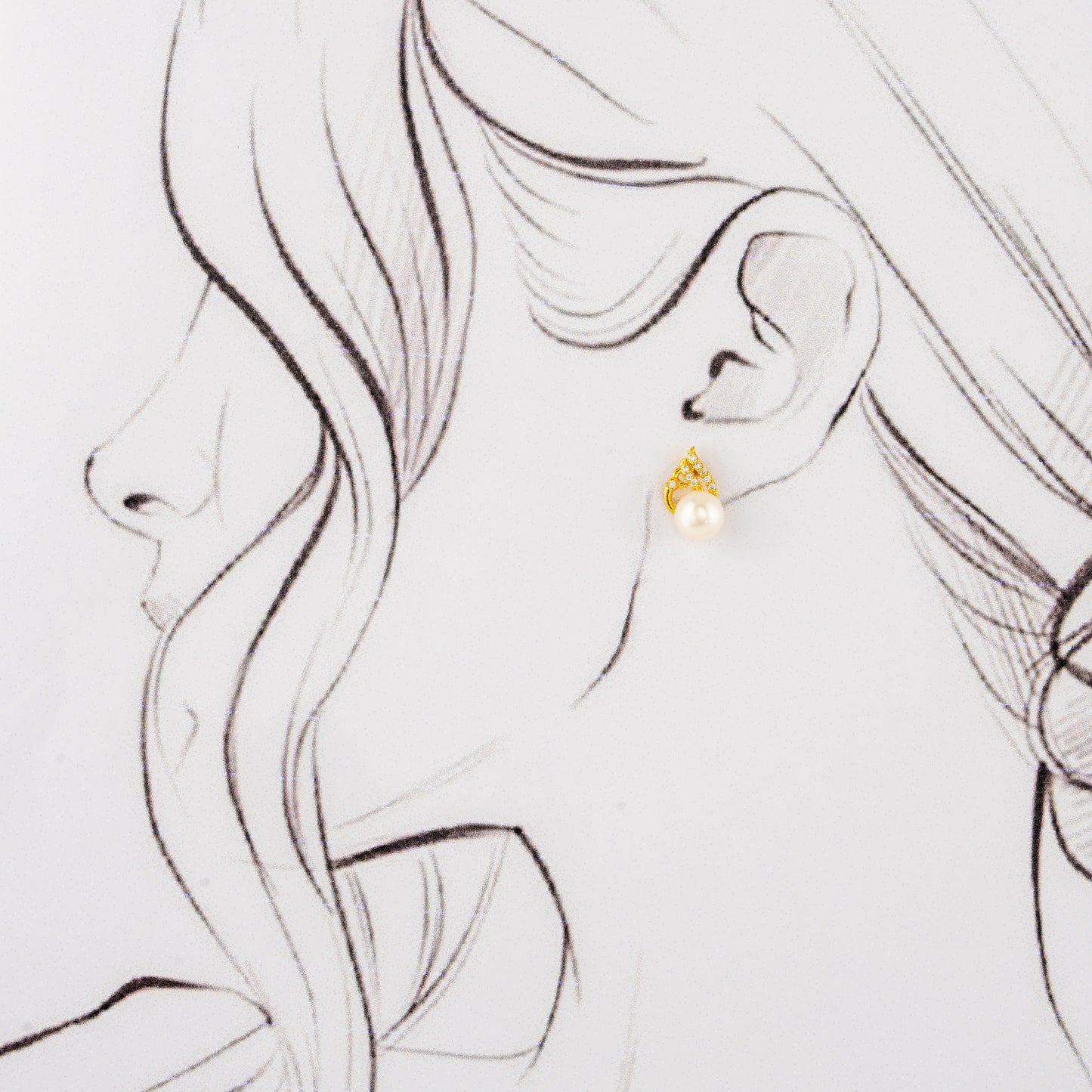 Charm White Stone Pearl Stud Earrings