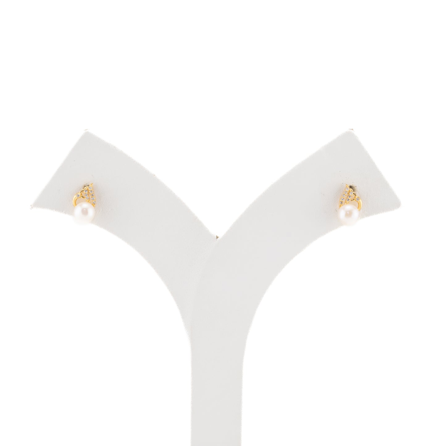 Charm White Stone Pearl Stud Earrings