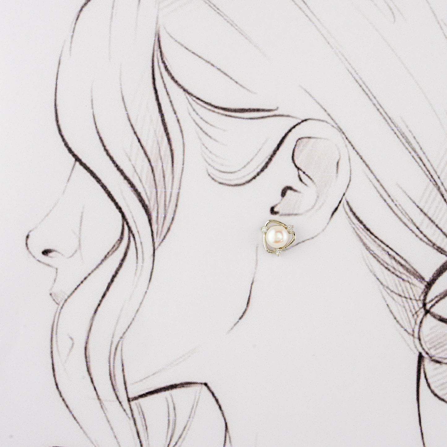 Luxury White Stone Pearl Stud Earring