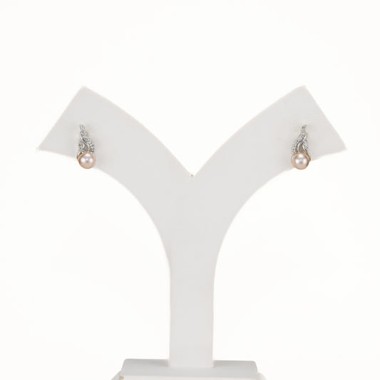 Glossy Pink Freshwater Pearl Stud Earrings