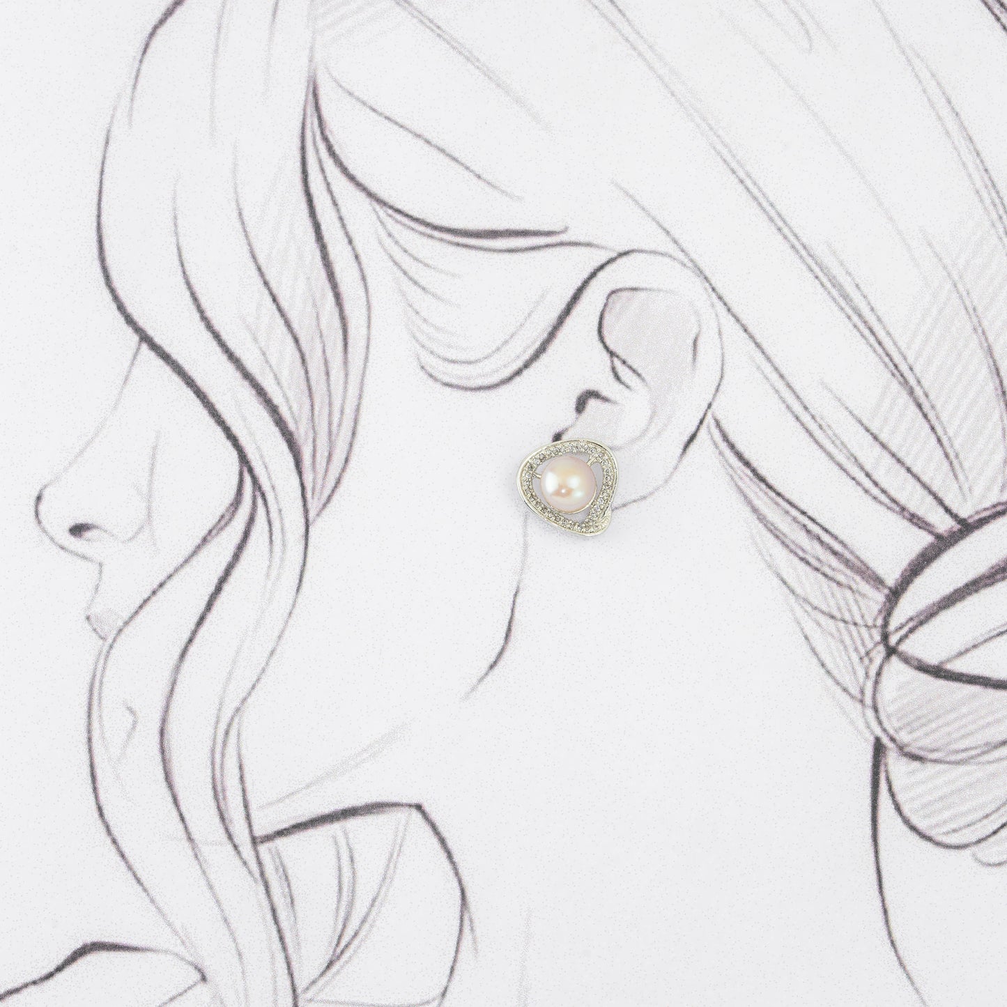 Iridescent Pink Pearl Stud Earrings