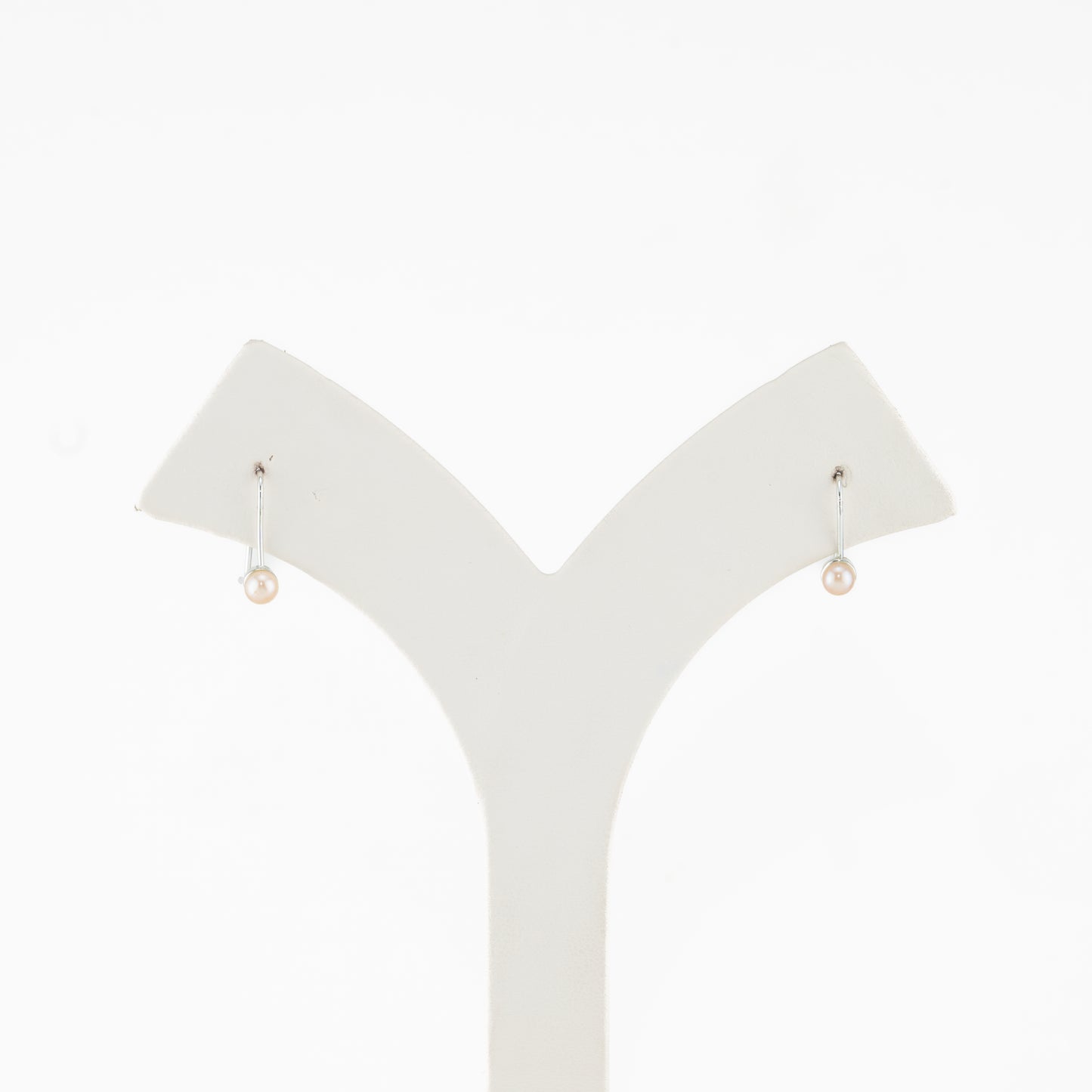 Contemporary Button Shaped Pearl Drop Earrings