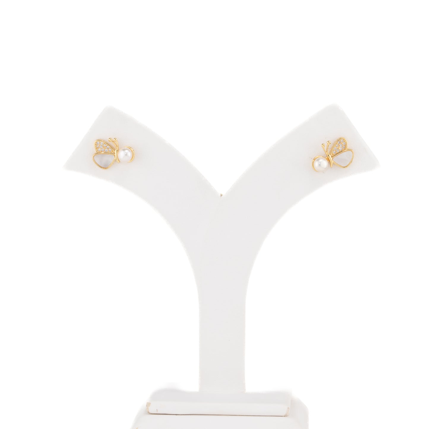 Unique Butterfly Pearl Stud Earrings