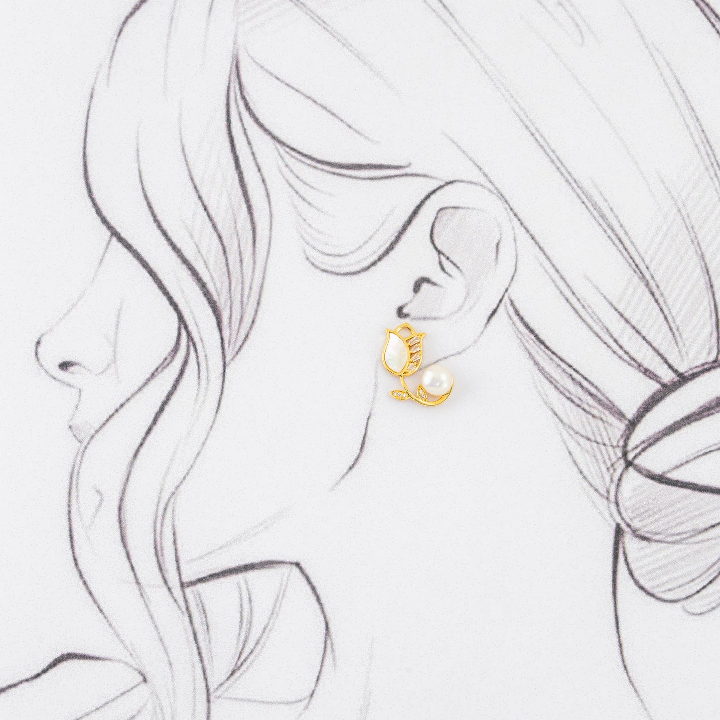 Sleek Pearl Stud Earrings