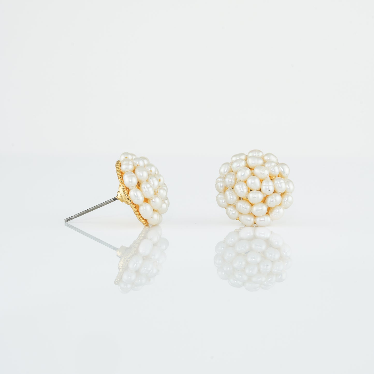 White Rice Pearl Stud Earrings