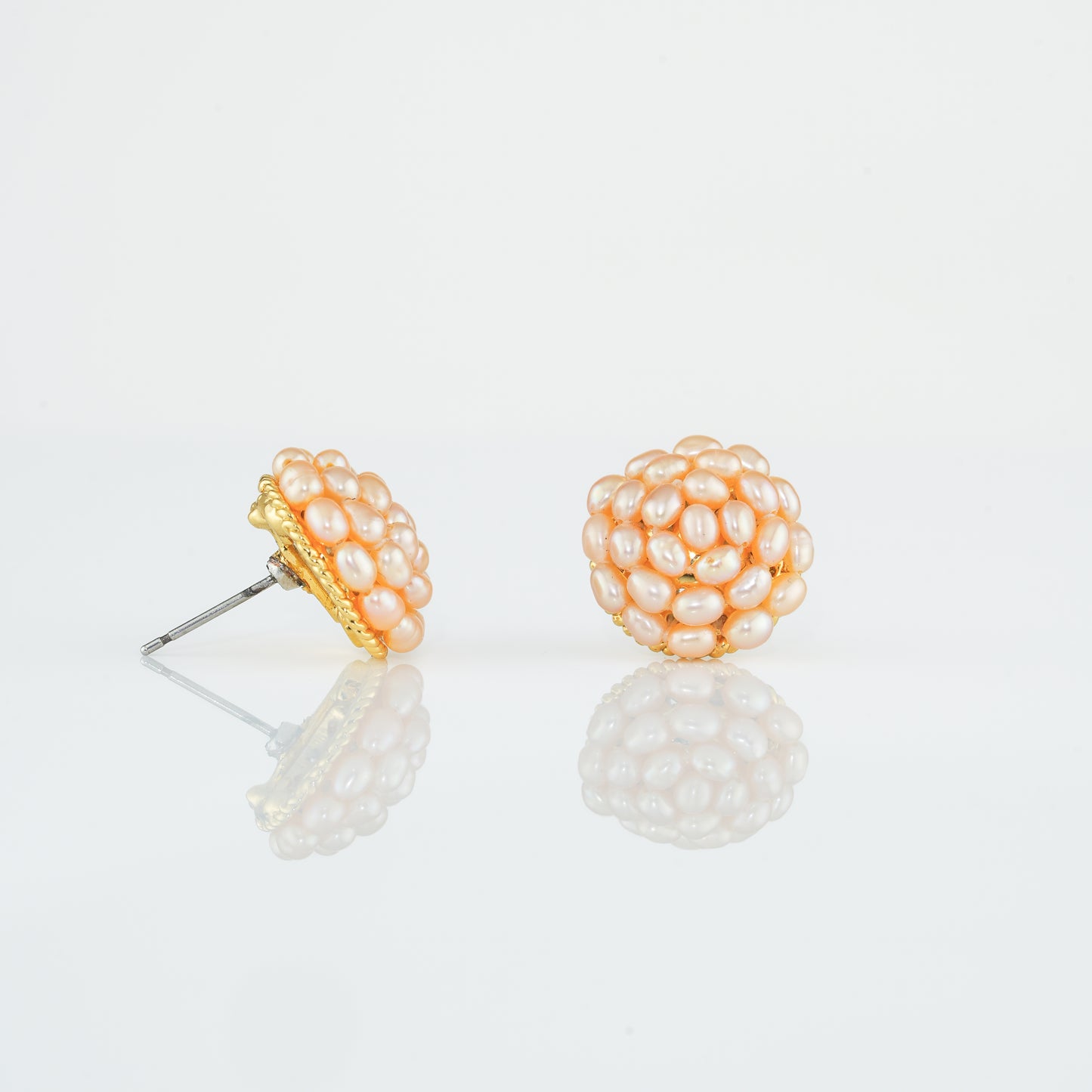 Pink Rice Pearl Stud Earrings