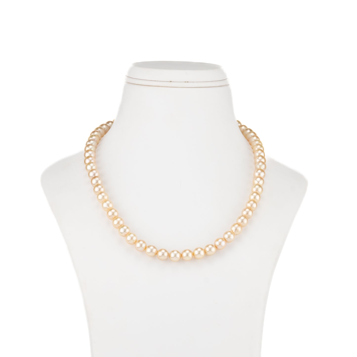 7.0-8.0mm Golden Round Saltwater Akoya Pearl Necklace Set - AAA Quality