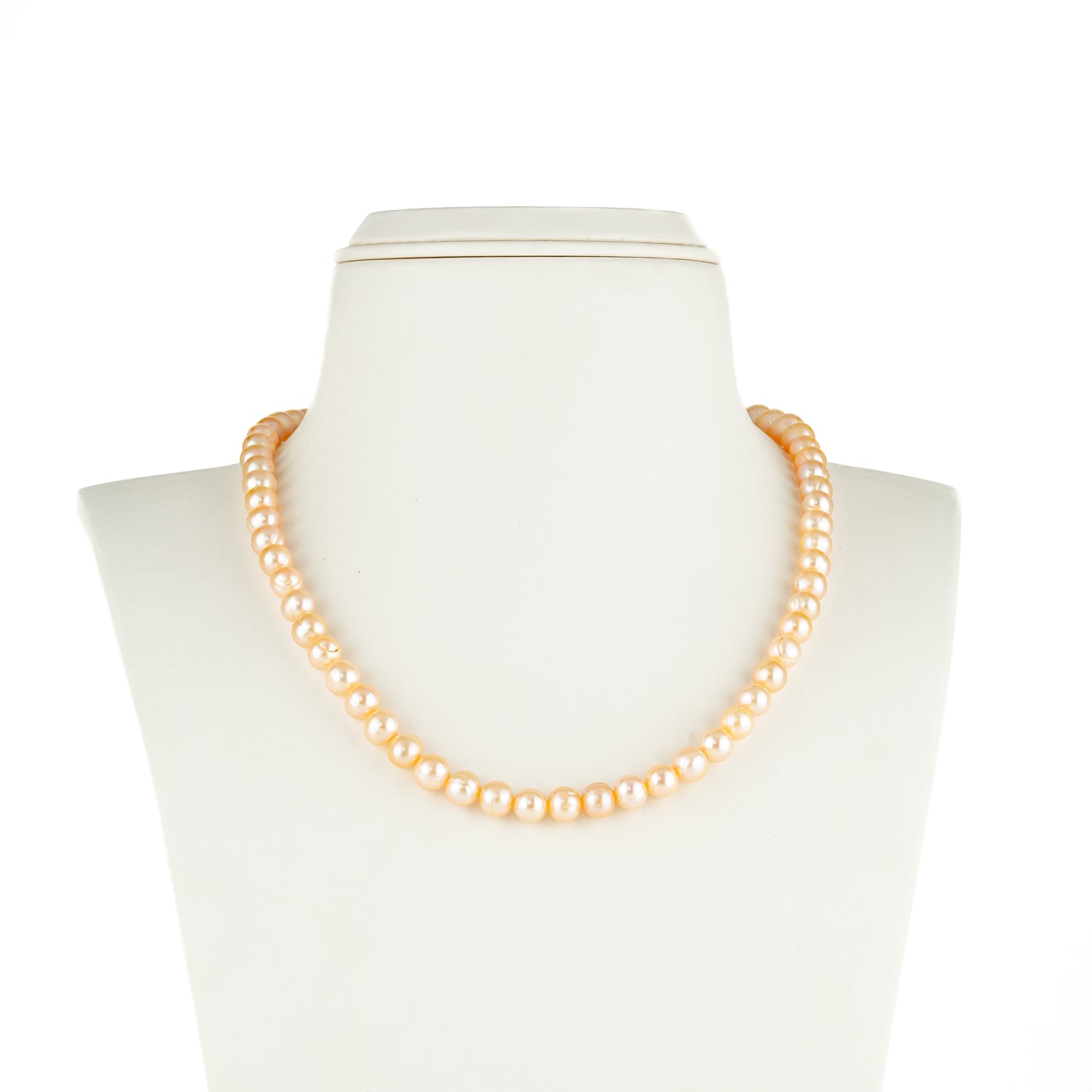 8.0-9.0mm Pink Near Round Freshwater Pearl Necklace Set - AA Quality
