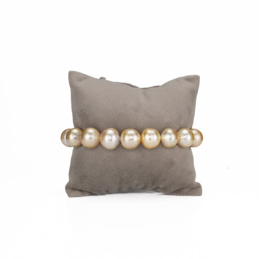 12.0-13.0mm Round Golden South Sea Pearl Bracelet - AA Quality
