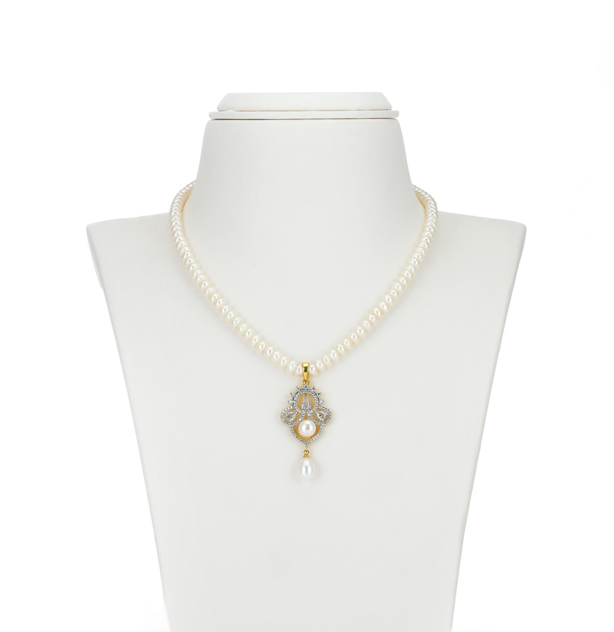 Dramatic White Stone Freshwater Pearl Necklace Set