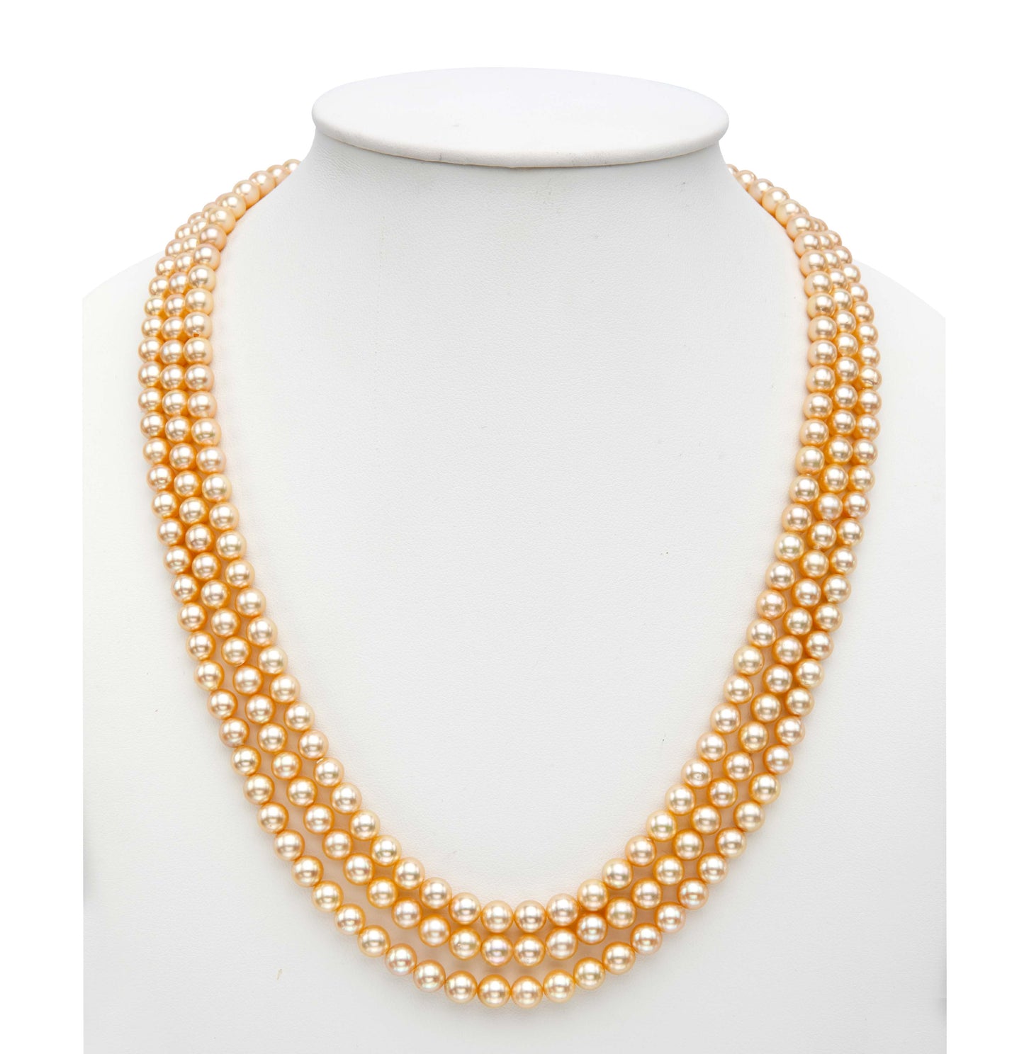 5.0-6.0mm Golden Round Saltwater Akoya Pearls Necklace Set - AA Quality
